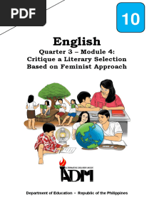 English: Quarter 3 - Module 4: Critique A Literary Selection Based On Feminist Approach
