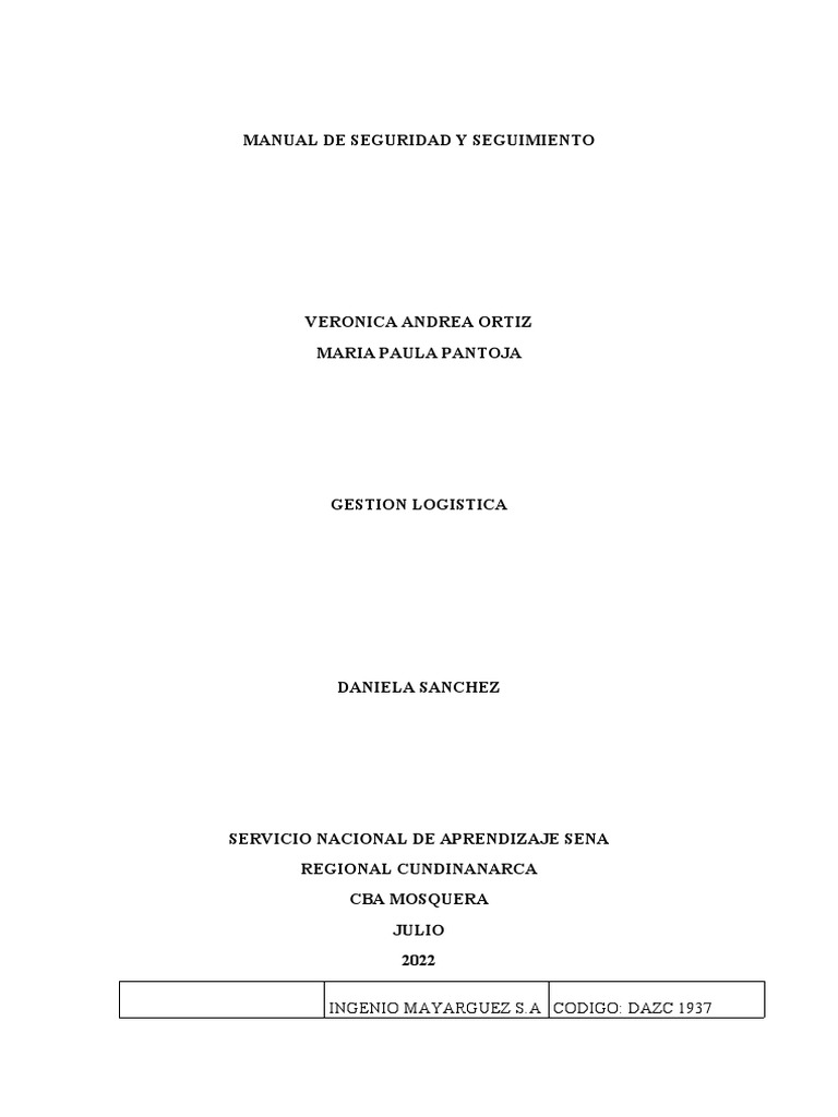Manual de Seguridad y Seguimiento | PDF | Business | Higiene Ocupacional