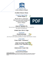 Scottish Dinner Menu: 22 March 2022