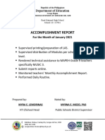 Rizal Nhs Accomplishment Report January 2021