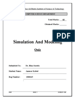 Simulation and Modeling: Total Marks: - 05 - Obtained Marks