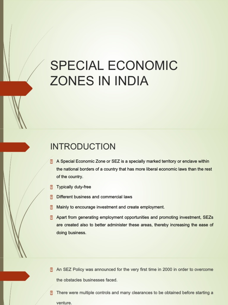 Special Economic Zones in India PDF Economies Trade