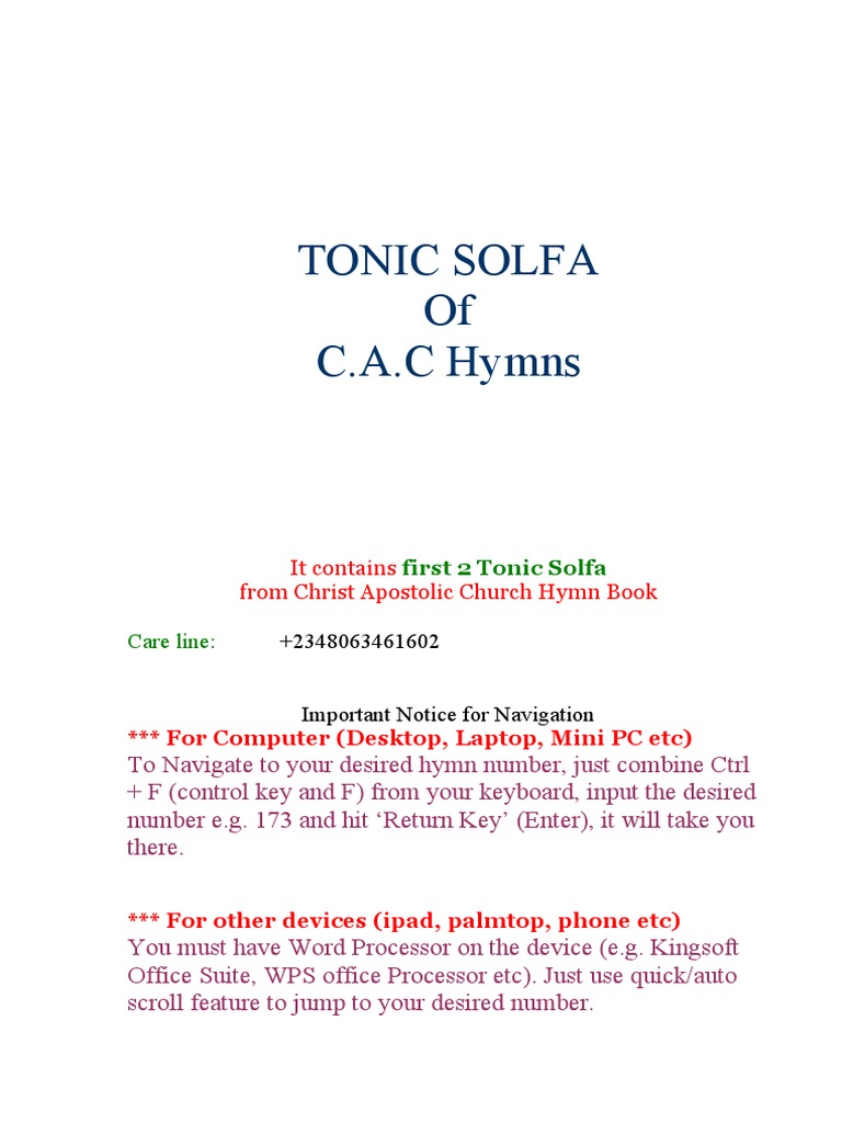 Tonic Solfa All Hymns PDF
