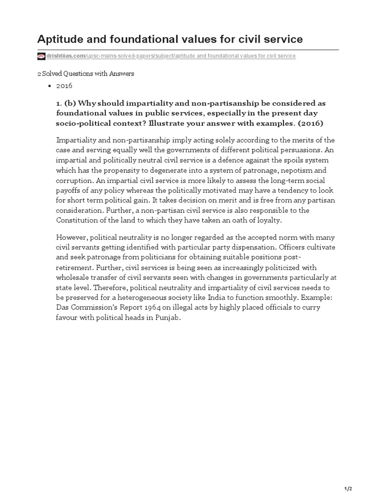 Aptitude and Foundational Values For Civil Service: 2 Solved Questions ...