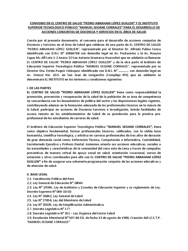 Convenio Centro Salud y Educación Técnica | PDF | Ciencias sociales ...