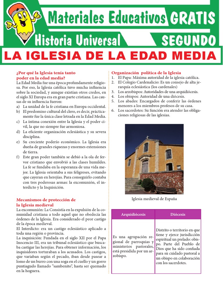 La Iglesia de La Edad Media para Segundo Grado de Secundaria | PDF ...