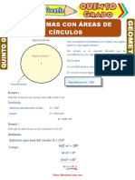 Problemas Con Áreas de Círculos para Quinto Grado de Primaria