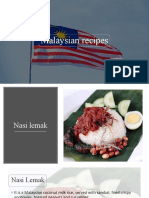 Malaysian Recipes: Submitted To: Sushma Mam Dept. of Nutrition Submitted By: A.Christiana 171850 Iii B.SC - ZNC