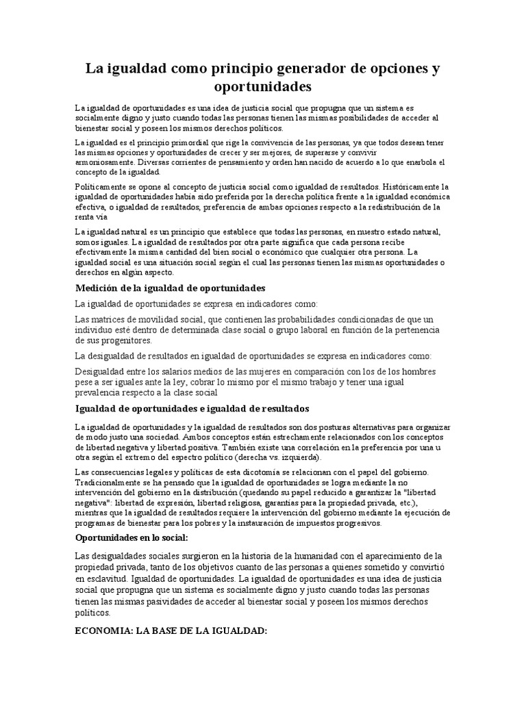Igualdad: Generador de Oportunidades | PDF | Igualdad de oportunidades ...