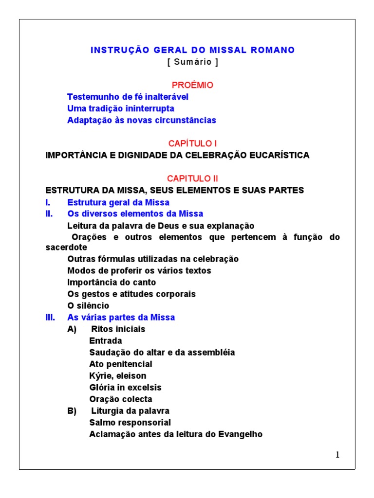 Instrução Geral Do Missal Romano PDF Missa (Liturgia) Liturgia
