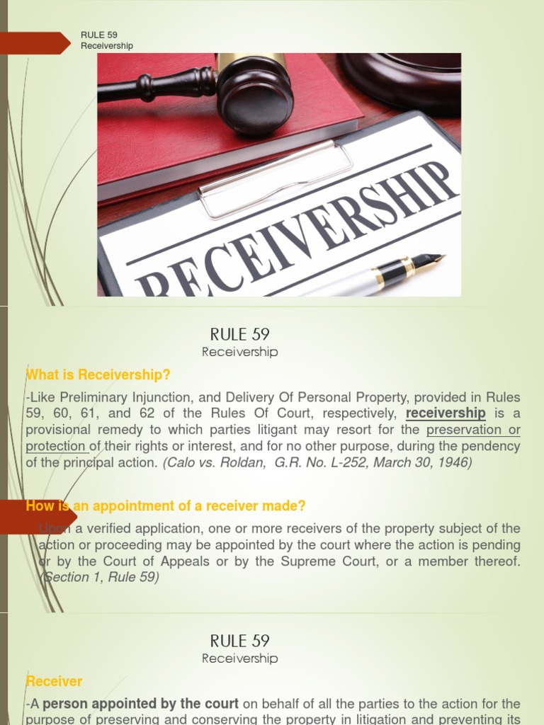 Rule 59 Receivership Presentation Final J Baruelo VF Fernandez PDF