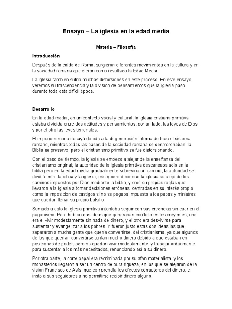 El papel de la iglesia en la Edad Media | PDF | Iglesia Católica ...