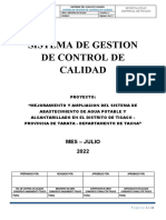 Sistema de gestión de control de calidad del proyecto de mejoramiento del sistema de agua y alcantarillado en Ticaco