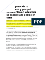 15-10-2020 - Los Orígenes de La Cuarentena y Por Qué Nunca Antes en La Historia Se Encerró A La Población Sana