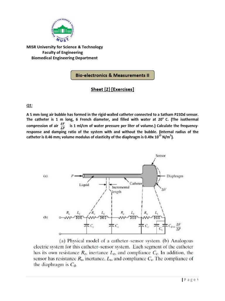 Bio-Electronics & Measurements II Sheet (2) (Exercises) | PDF | Science ...