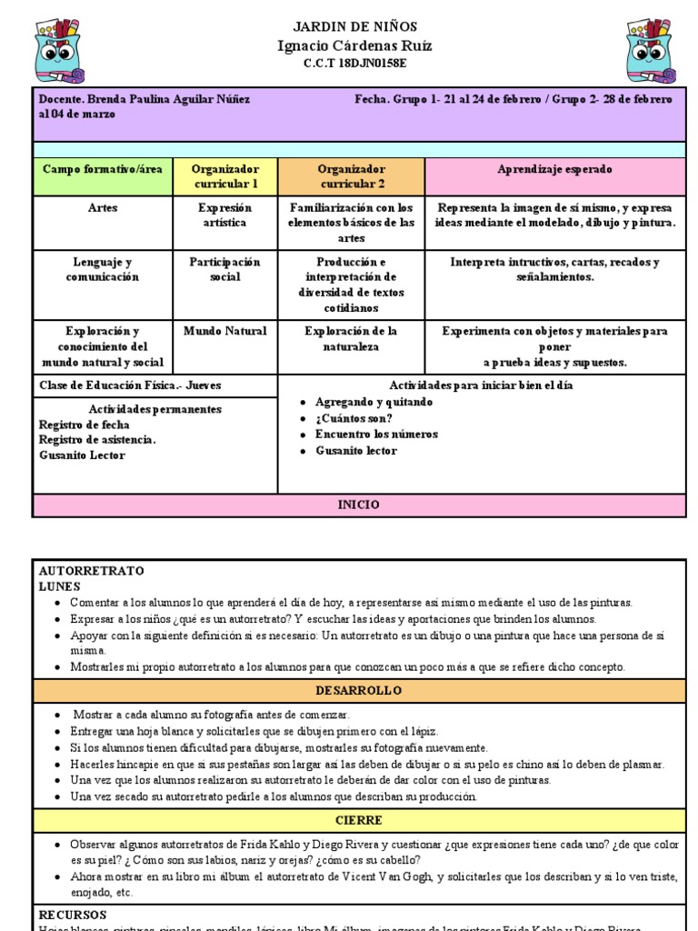 Plan 21 Feb | PDF | Educación de la primera infancia | Dibujo