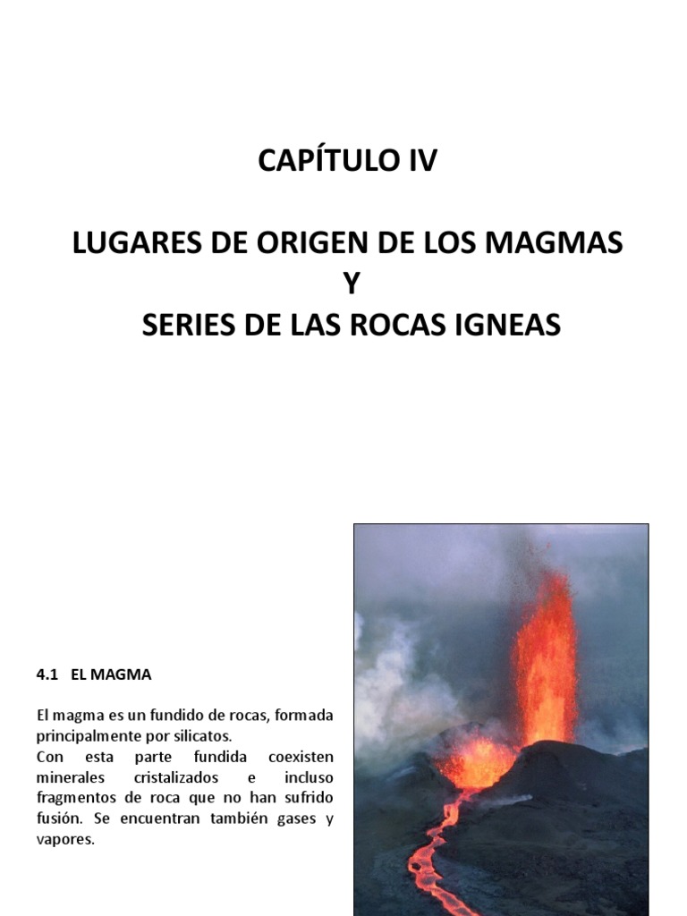 Capitulo IV Lugares de Origen de Los Magmas y Series Magmaticas | PDF ...