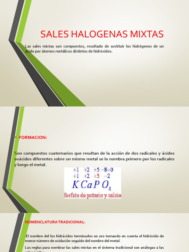 Nomenclatura y Ejemplos de Sales Halógenas | PDF | Química | Sustancias ...