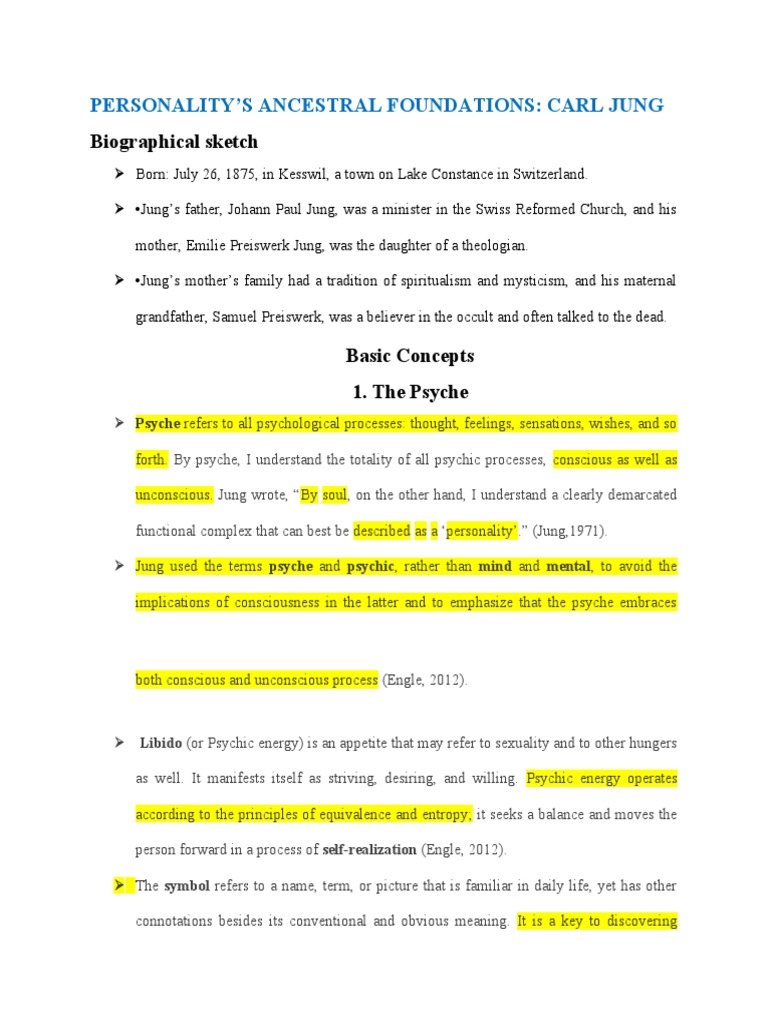 CARL JUNG'S PERSONALITY THEORY | PDF | Unconscious Mind | Carl Jung