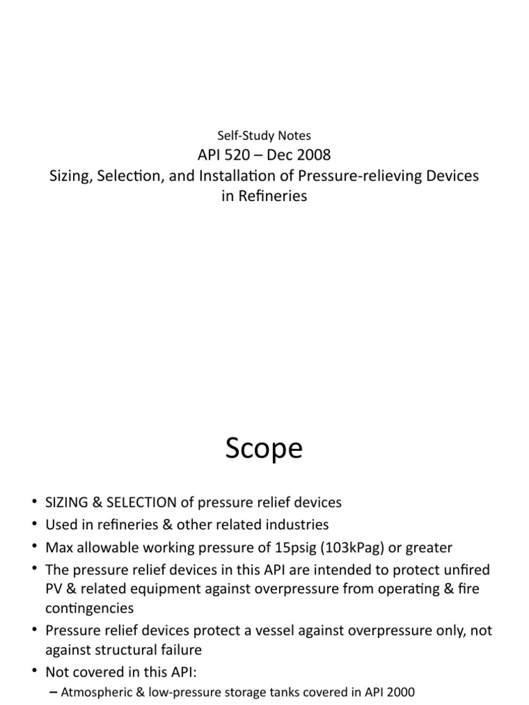 SelfStudy On API 520 Pressure Relief Device PDF Valve Pressure