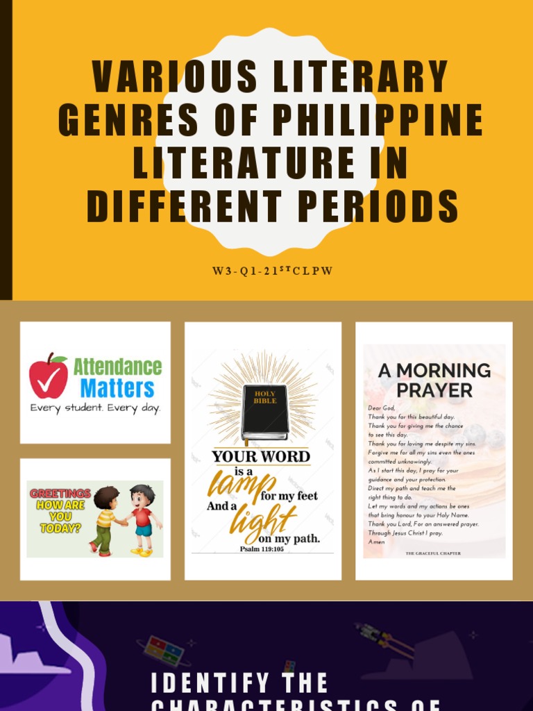 Various Literary Genres of Philippine Literature in Different Periods