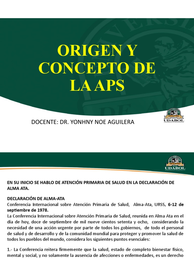 Origen y Concepto de la APS | PDF | Ciencias de la Salud | Cuidado de ...