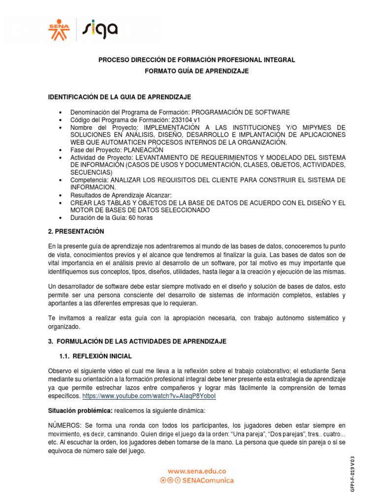 GFPI-F-019 - GUIA - DE - APRENDIZAJE Base de Datos 2021 | PDF | Bases ...