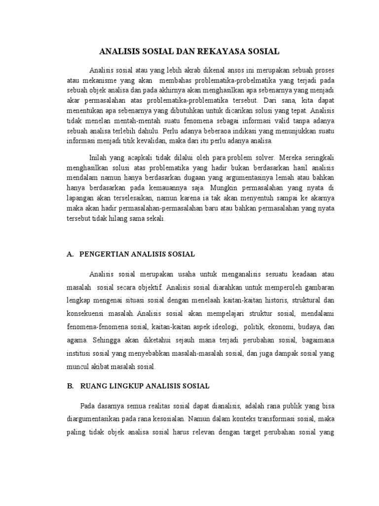 Analisis Sosial Dan Rekayasa Sosial PDF