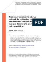 Peltrin, Julia Trinidad (2018) - Trauma y Subjetividad. La Unidad de Cuidados Intensivos Neonatales Constitución Del Cuerpo Desde Una Pe (... )