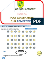 Pride of Faith Academy: Post Examination Quiz