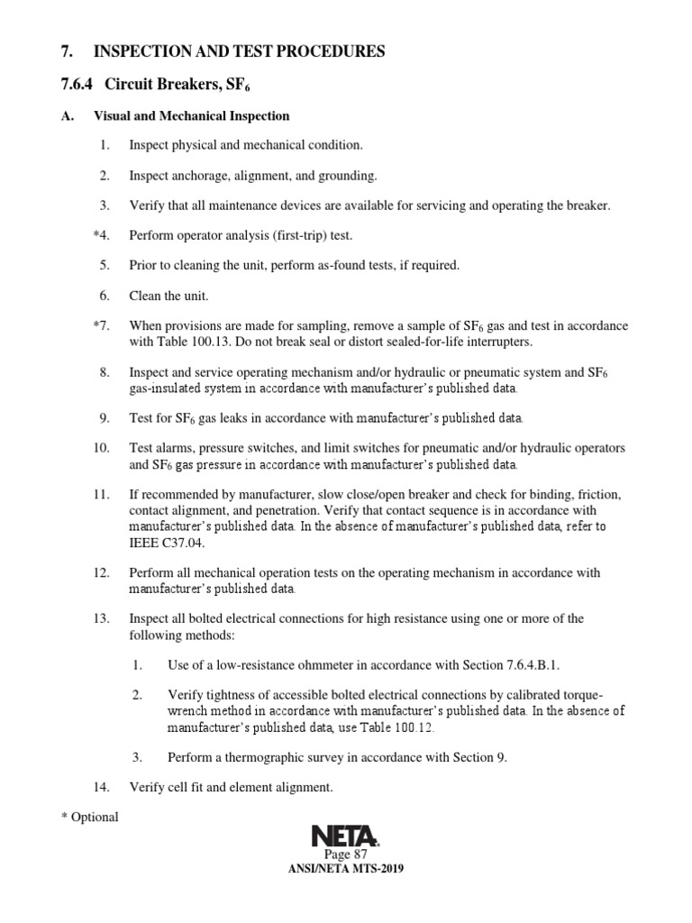 SF6 Circuit Breaker Inspection Procedures | PDF | Switch | Transformer