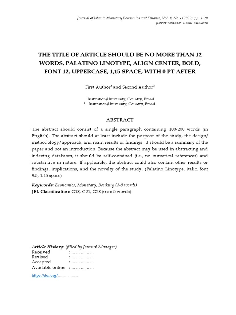 2022 JIMF Paper Template New | PDF | Citation | Apa Style