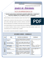 Planificador de actividades para segundo grado sobre derechos, deberes y desastres naturales