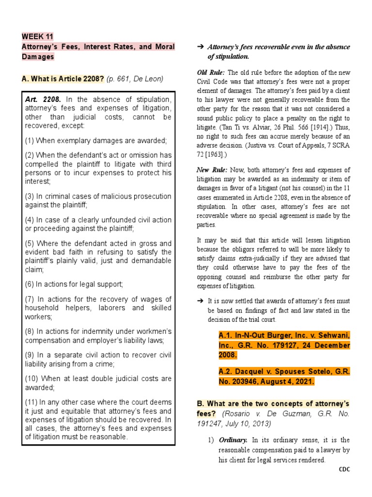 Attorney's Fees and Interest Rates Explained | PDF | Damages | Attorney ...