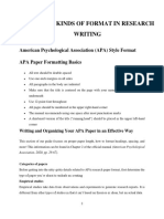 Different Kinds of Format in Research Writing