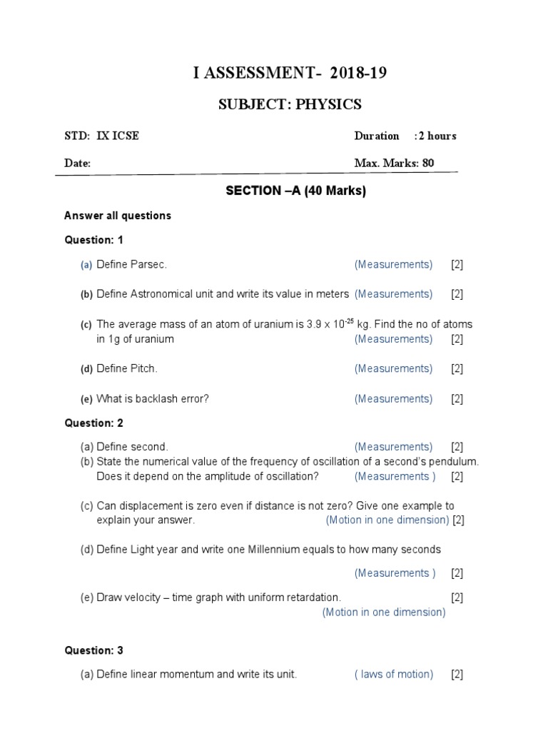 Measuring Motion An Assessment on Key Physics Concepts Related to