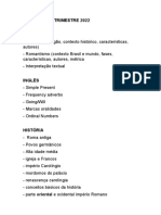 1o Trimestre 2022 - Matérias e Conteúdos