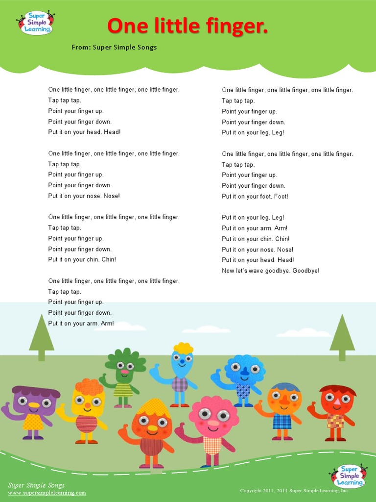 09 one little finger lyrics coloring flashcards pdf