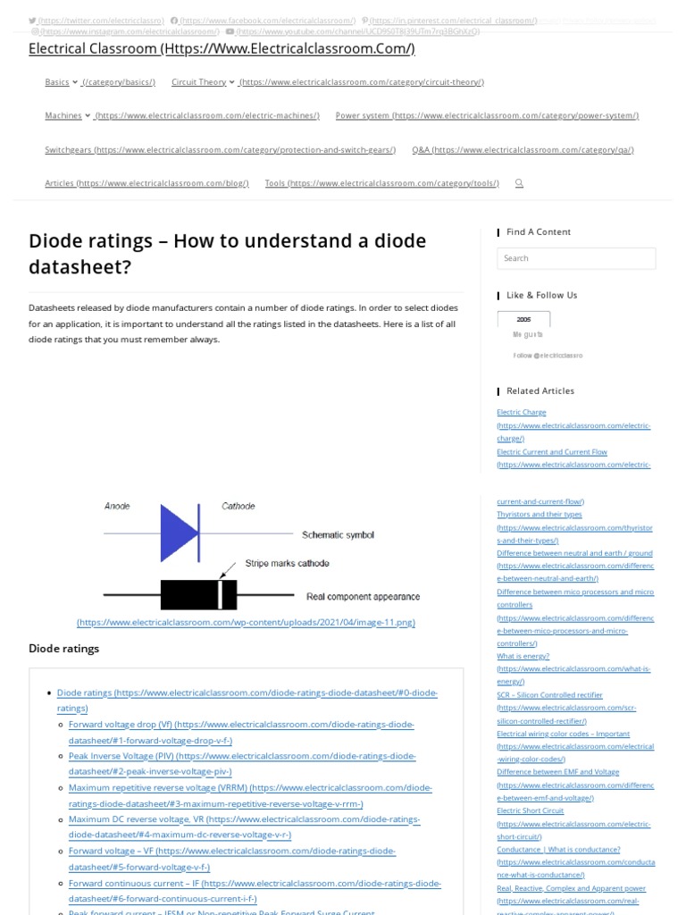 Diode Ratings How To Understand A Diode Datasheet PDF Diode PN