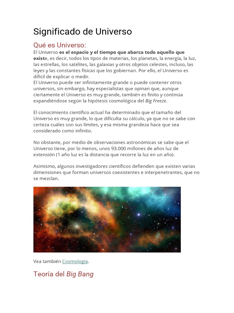 Significado de Universo | PDF | Universo | Big Bang