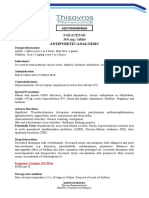 Antipyretic/Analgesic: Paracetab 300 MG / Tablet