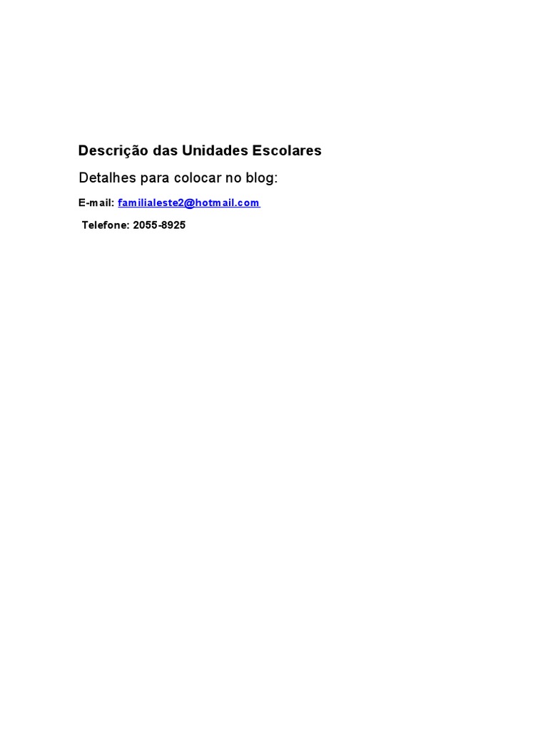 Descrição Das Unidades Escolares BLOG | PDF | São Paulo | Escolas