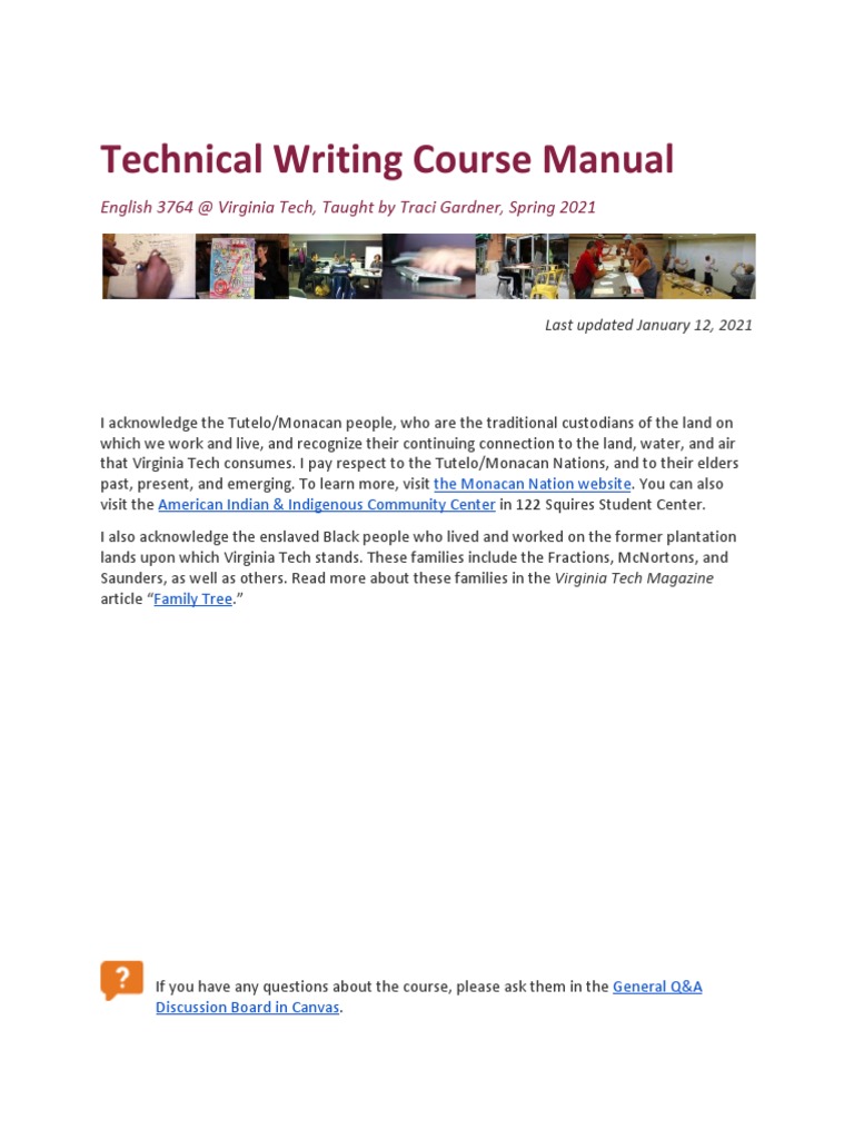 Technical Writing Course Manual, Spring 2021 | PDF | Creative Commons ...