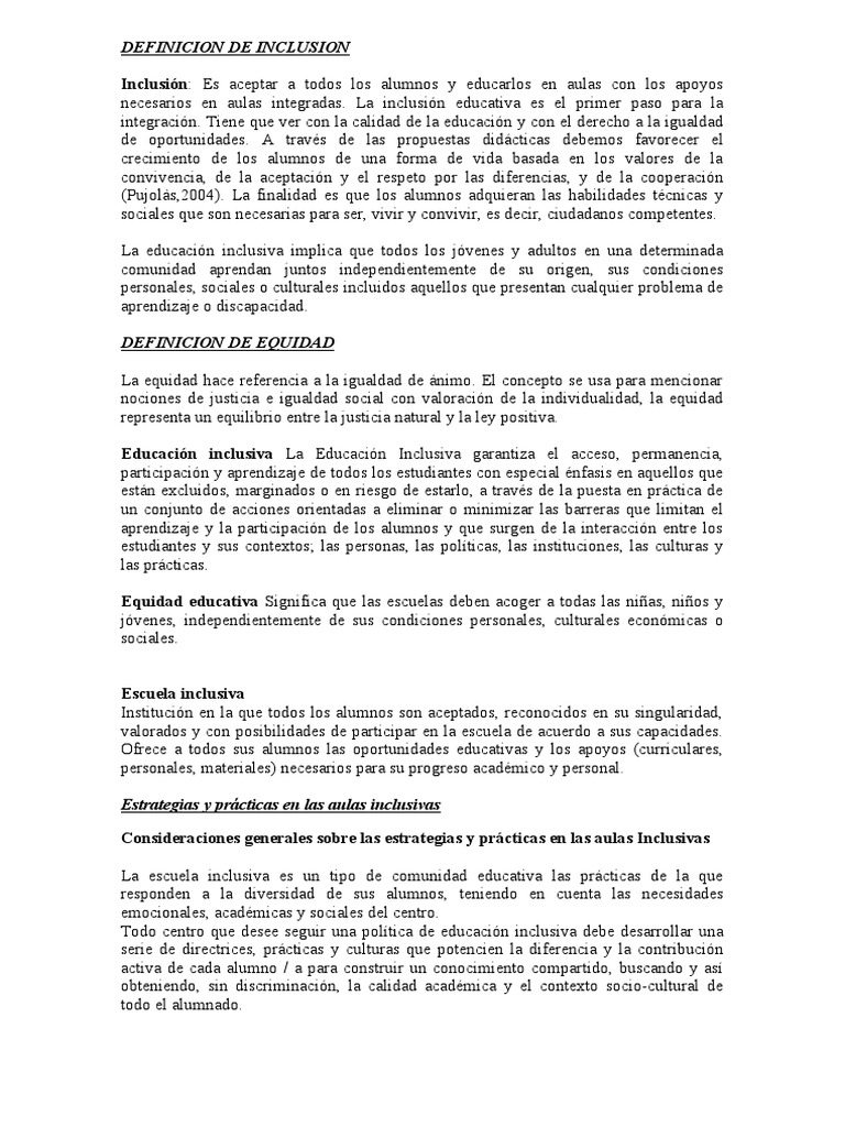 Estrategias Y Prácticas En Las Aulas Inclusivas Pdf Inclusión
