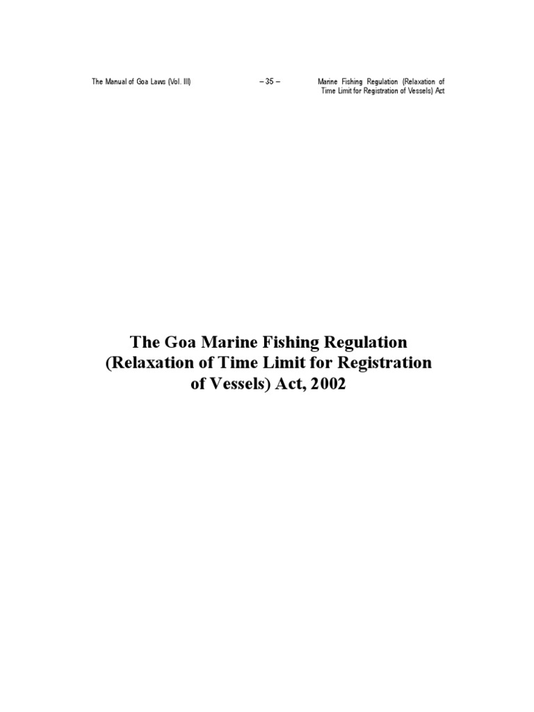 Marine Fishing Regulation Relaxation of Time Limit For Registration of