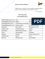 2021 Ielts Topics Checklist