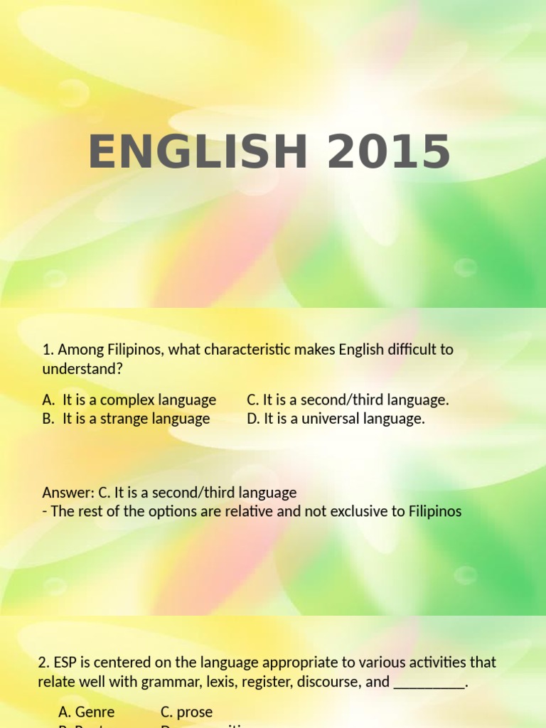 Engish Let Questions 2015 | Download Free PDF | Narration | Vedas