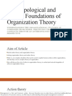 Anthropological and Ethical Foundations of Organization Theory