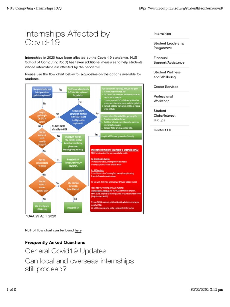 NUS Internship Affected by COVID-19 | PDF | Massive Open Online Course ...
