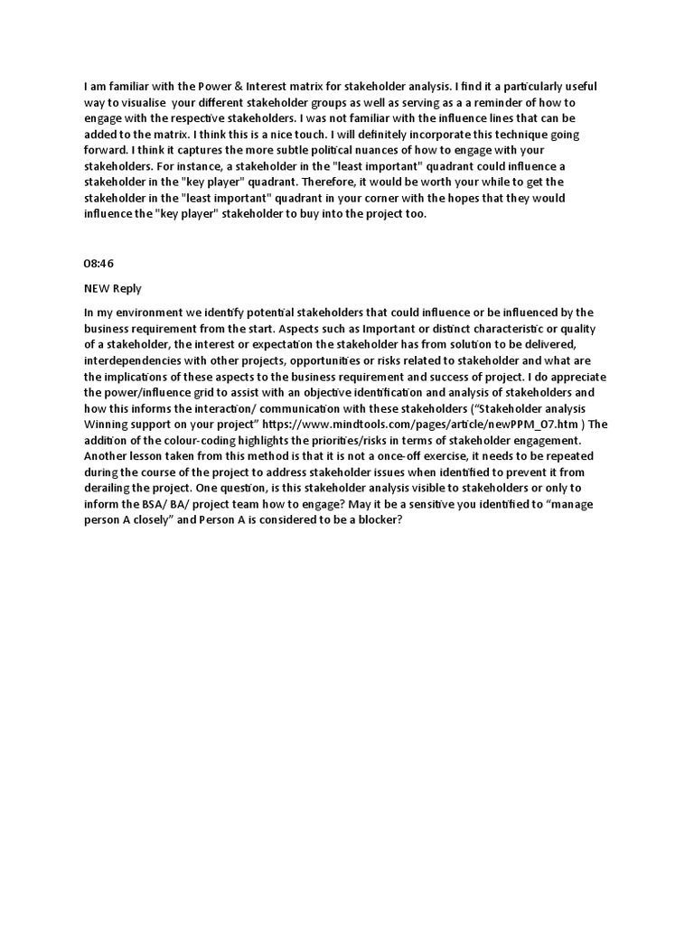 Stake Holder Analysis Discussion | PDF